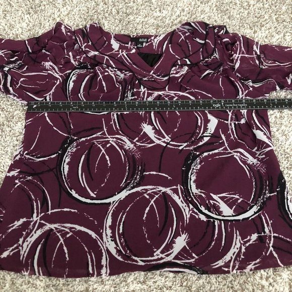 ana long sleeve semi sheer line blouse top size xl  Circle Design Pattern - Picture 7 of 10